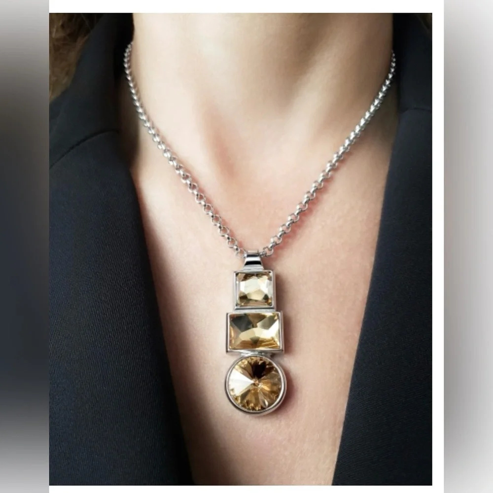 MYKA- RABAT SWAROVSKI Golden Yellow CRYSTAL NECKLACE & Bracelet - Picture 3 of 9